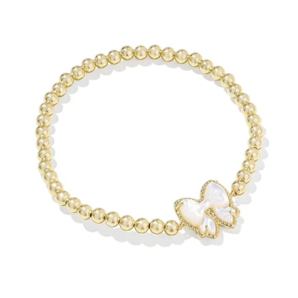Kendra Scott Haley Bow Ivory Mother-of-Pearl Necklace (Gold) Set (Bracelet, Earr - Picture 2 of 4